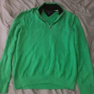 Tommy Hilfiger green 3/4 zip sweater